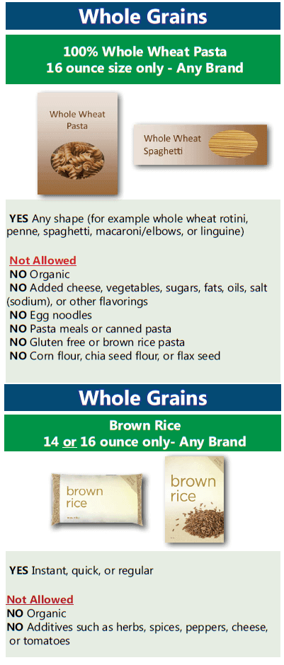 whole grain options for wic