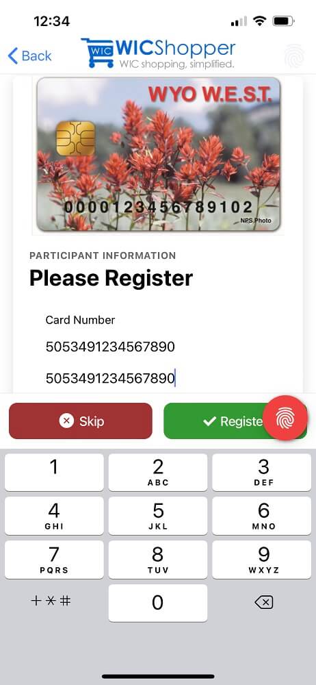 Wyoming WIC Registration Screen