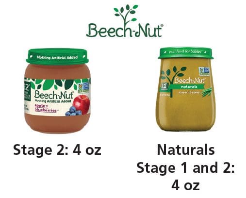 Beechnut 第 2 阶段：4oz Naturals 第 1 和第 2 阶段：4 盎司