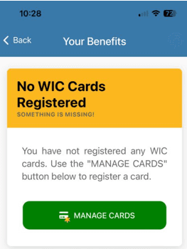 No card registered screen