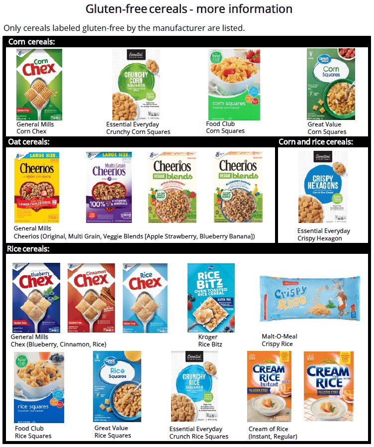 UT WIC Gluten-free cereals - more information 