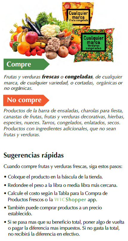 ID WIC Frutas y verduras