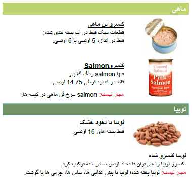 OH WIC تخم مرغ، توفو، کره بادام زمینی، ماهی و لوبیا