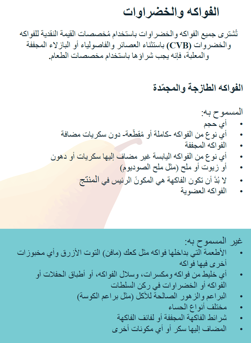 TN WIC الفواكه والخضراوات