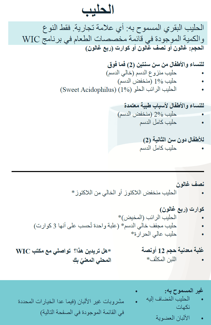 TN WIC الحليب مشروبات الصويا