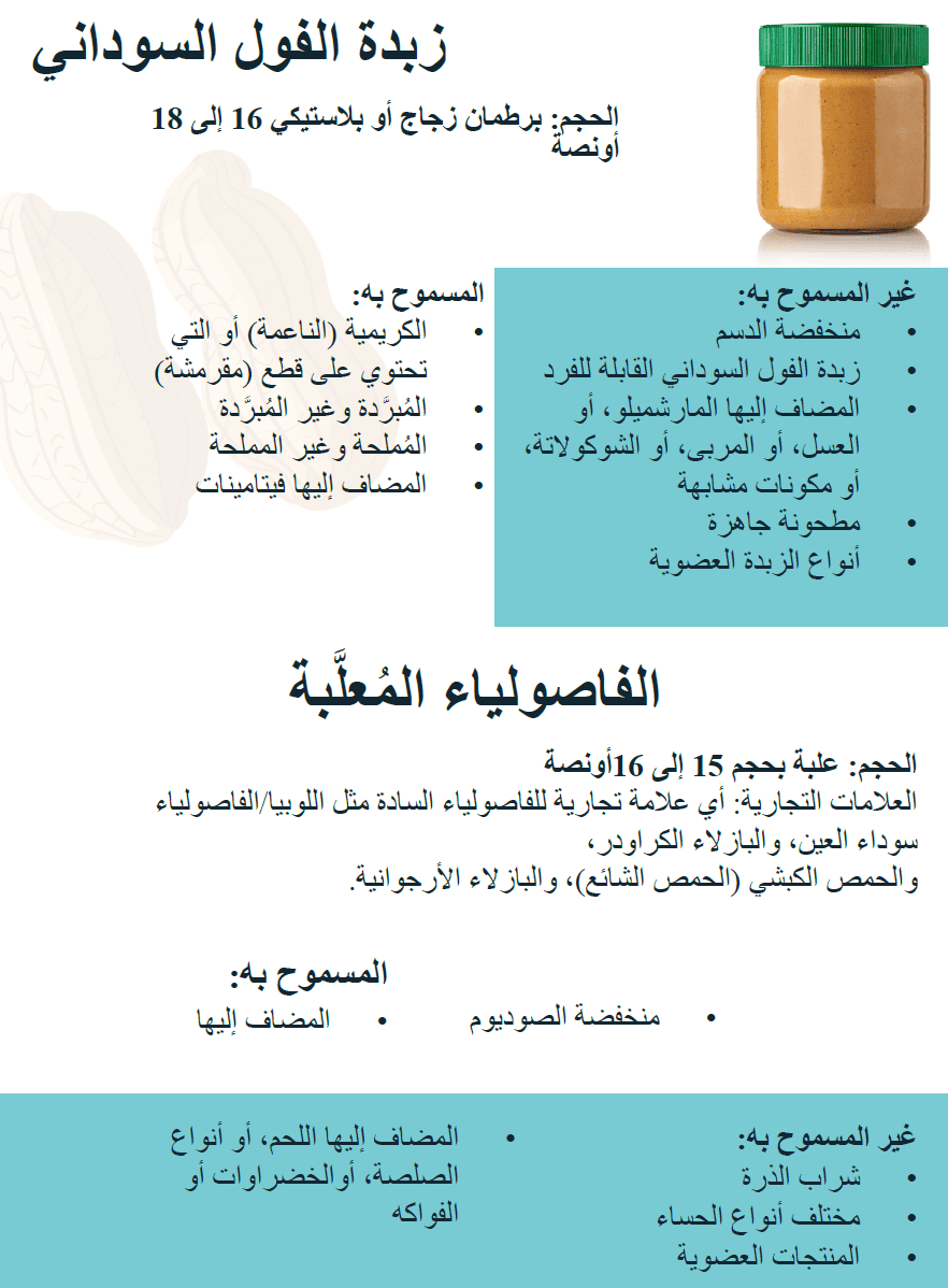 TN WIC زبدة الفول السوداني والفاصوليا المعلبة