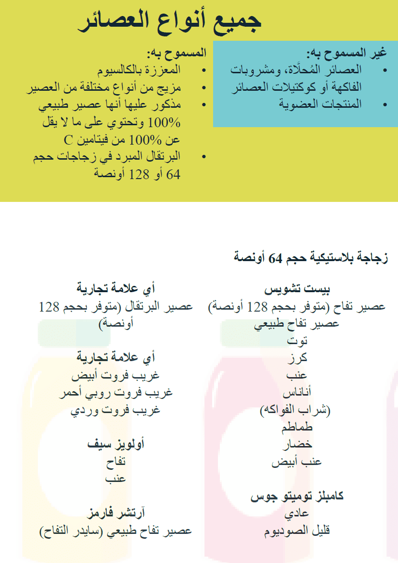 TN WIC جميع أنواع العصائر