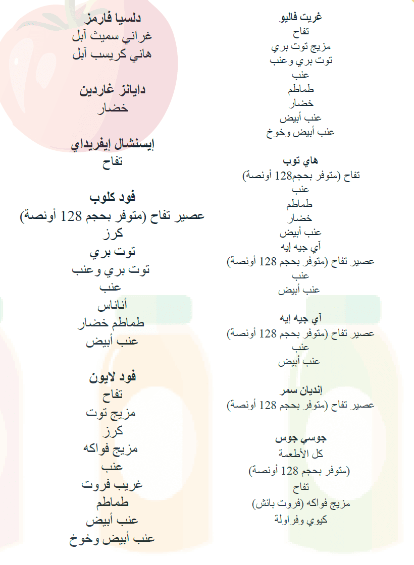 TN WIC جميع أنواع العصائر