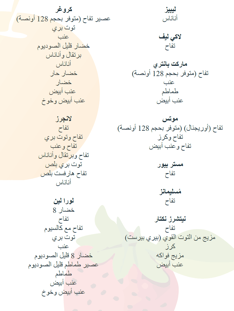 TN WIC جميع أنواع العصائر