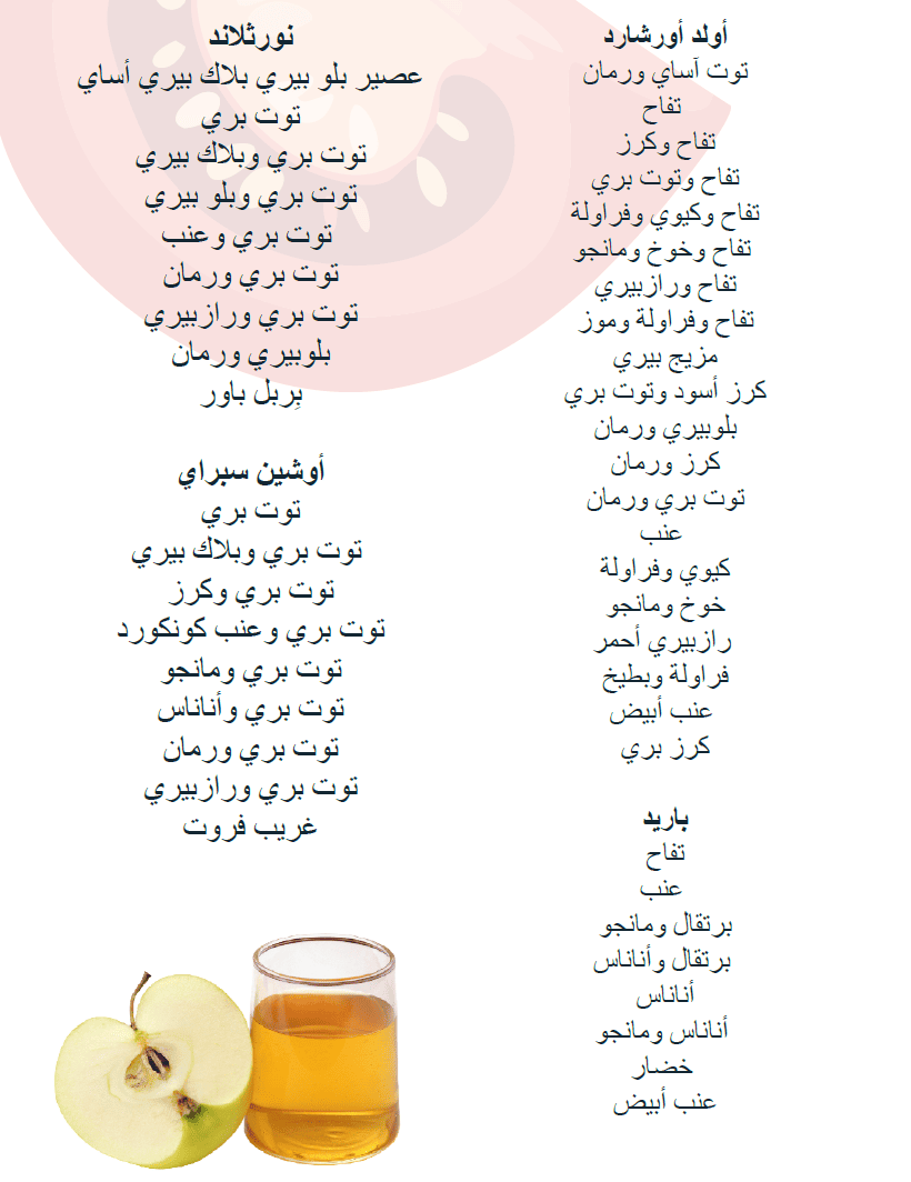 TN WIC جميع أنواع العصائر