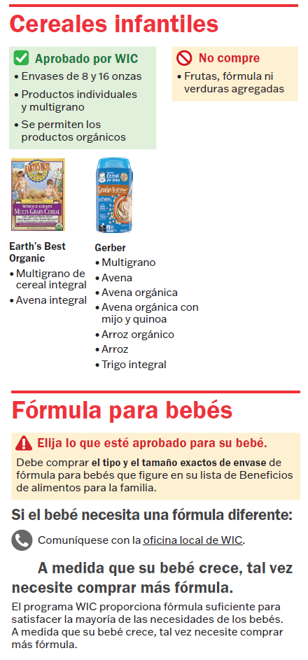 VT WIC Alimentos para bebés imagen