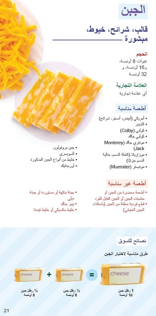 CO WIC-approved Milk, Plant-Based egg and cheese types and restrictions in Arabic