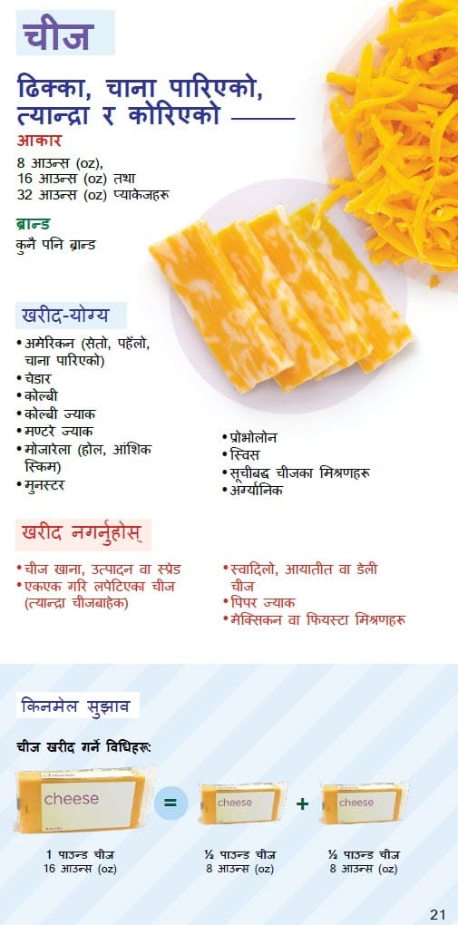 CO WIC-approved Milk, Plant-Based egg and cheese types and restrictions in Nepali