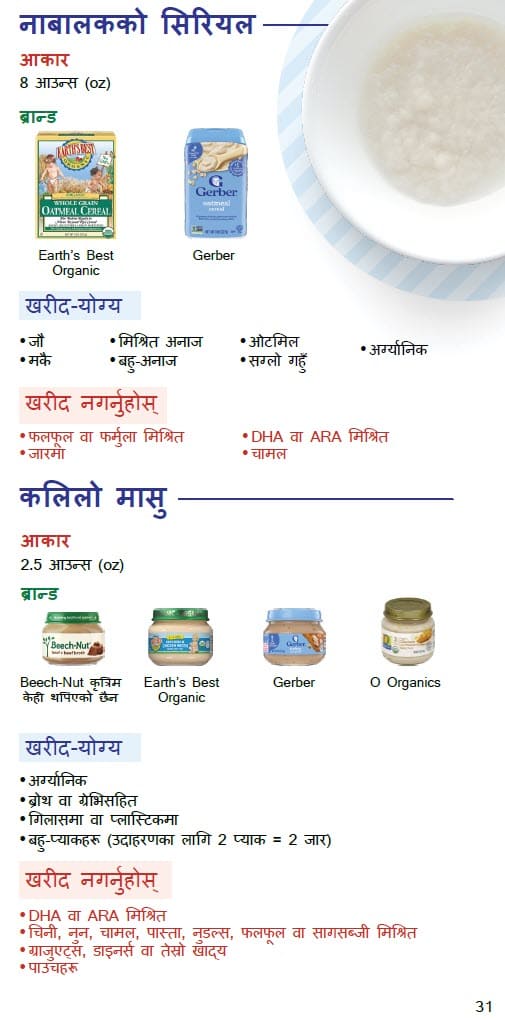 CO WIC-approved baby food types and restrictions in Nepali