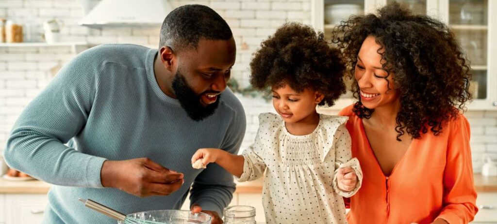 Family cooking together