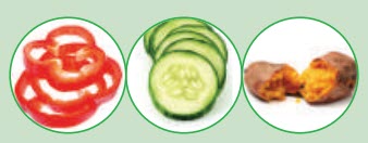 peppers, cucumber and sweet potato vegetables
