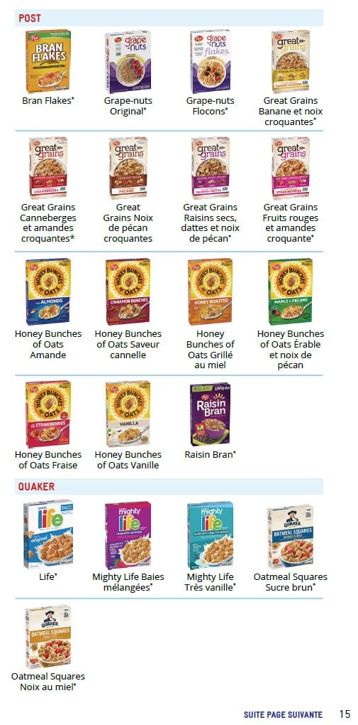 CO WIC-approved cereal types and restrictions in French