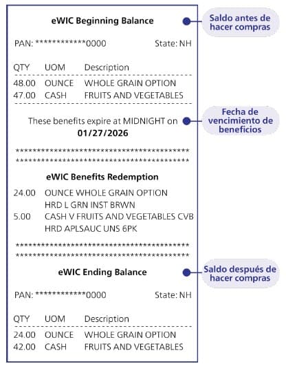 Example of a receipt in Spanish
