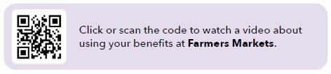QR code for using benefits at Farmers Markets