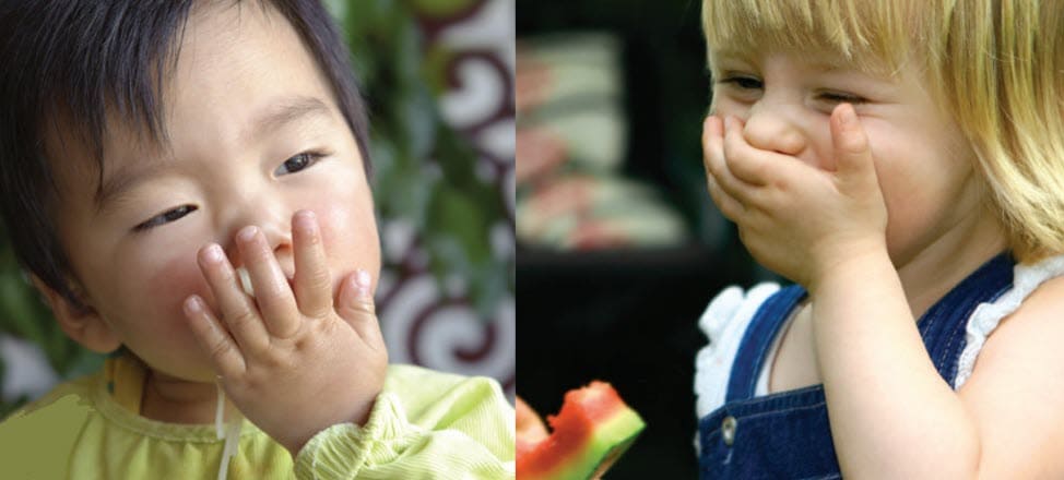 Two children eating