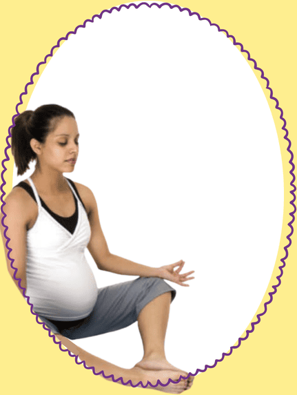 Woman exercising surrounded by a decorative yeelow circle
