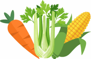 Carrot, celery and corn