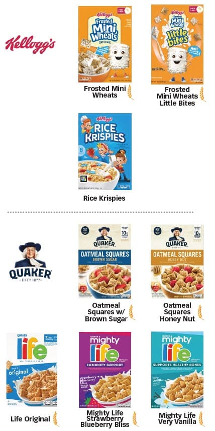 WIC cereal guide showing allowed and not allowed.