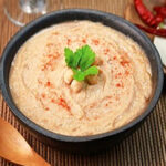 Creamy Spiced Hummus in a stone bowl