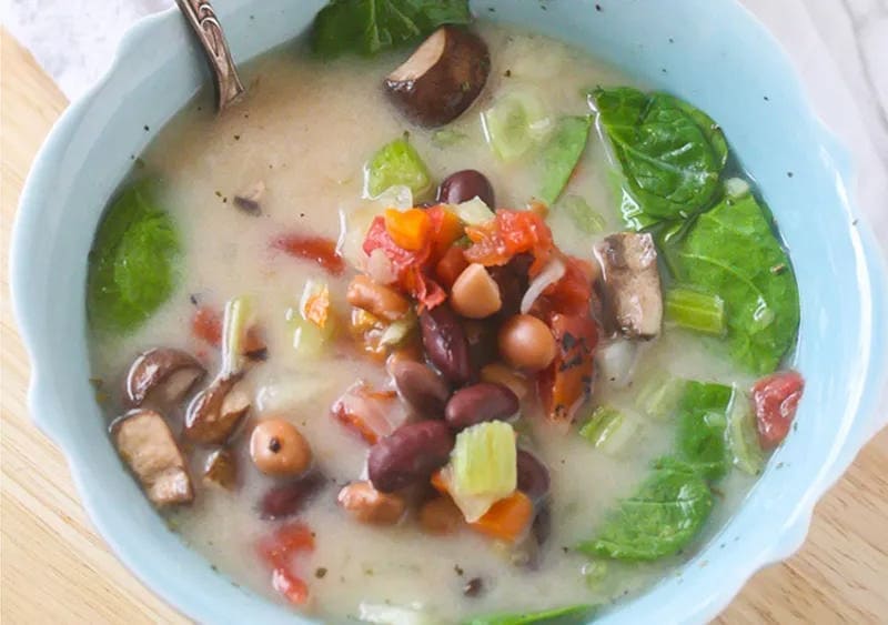 Creamy Vegetable Soup with beans in a bowl