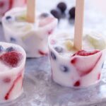Fruity Yogurt Pops on a counter