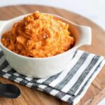 Mashed Sweet Potatoes in a baking dish