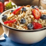 Simple Overnight Oatmeal with berries in a bowl
