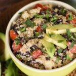 Southwest Quinoa Bowl with avocado in a bowl