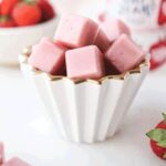 Vegan Strawberry FroYo cubed in a cup
