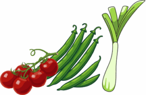grape tomatoes, green beans and green onion