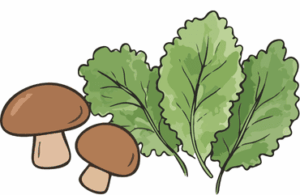 Mushrooms and mustard greens