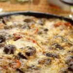 Wild rice and mushroom casserole in a dish