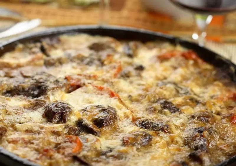 Wild rice and mushroom casserole in a dish